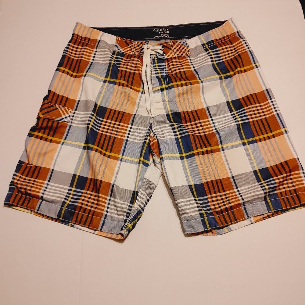 ORANGE/BLUE OLD NAVY SWIM TRUNK W/ POCKETS - XL